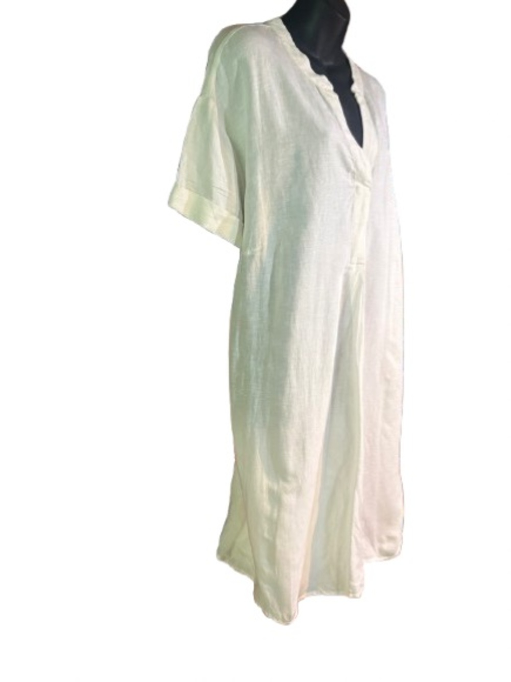 white H&M Linen-Blend V-Neck Tunic Dress xl - Picture 3 of 10
